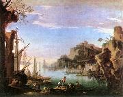 ROSA, Salvator Harbour with Ruins af oil painting reproduction